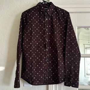 Express brown corduroy button up small shirt